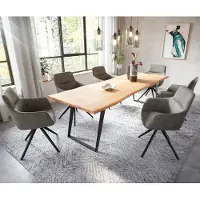 DELIFE Esstisch Edge 260x100 Akazie Natur Metall Schräg Live-Edge