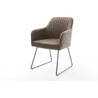 DELIFE Esszimmerstuhl Greg-Flex Mikrofaser Taupe Vintage Kufengestell Schwarz Taschenfederkern