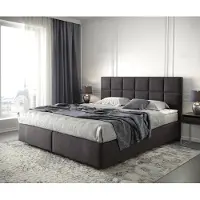 DELIFE Boxspringbett Dream-Fine 180x200 cm Mikrofaser Schwarz mit Matratze und Topper