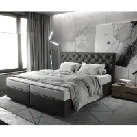 DELIFE Boxspringbett Dream-Great 180x200 cm Mikrofaser Anthrazit mit Matratze und Topper