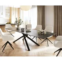 DELIFE Esstisch Edge 300x100cm Keramik LaminamNoir Desir Braun Mittelfuß Kreuz Schwarz