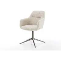 DELIFE Drehstuhl Pejo-Flex Cord Beige Fußkreuz Graphit 360° drehbar Wippfunktion Taschenfederkern