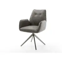DELIFE Drehstuhl Zoa-Flex Mikrofaser Grau Antik Kreuzgestell breit Graphit 360° drehbar Wippfunktion Taschenfederkern