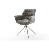 DELIFE Drehstuhl Kaira-Flex Bouclé Soft Schlamm Kreuzgestell breit Edelstahl 360° drehbar Wippfunktion