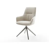 DELIFE Drehstuhl Zelia-Flex mit Armlehnen Webstoff Soft Beige Kreuzgestell breit Graphit 360° drehbar Wippfunktion Taschenfederkern