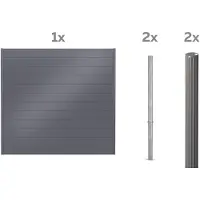 Alberts Sichtschutz Palitio als Set,umbragrau7022, zum Einbetonieren, Länge 2,00m, Profilhöhe 150mm