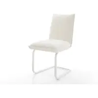 DELIFE Freischwinger Lelio-Flex Bouclé Soft Beige Freischwinger flach Weiß Taschenfederkern