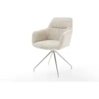 DELIFE Esszimmerstuhl Pejo-Flex Cord Beige Kreuzgestell konisch Edelstahl Taschenfederkern