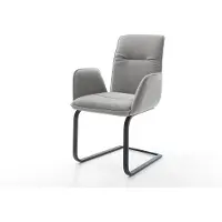 DELIFE Freischwinger Vinja-Flex Strukturstoff Soft Grau Freischwinger flach Schwarz