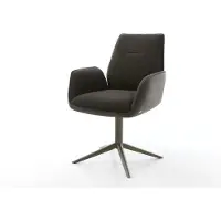 DELIFE Drehstuhl Zoa-Flex Materialmix Schwarz Fußkreuz Effektfinish Titan 360° drehbar Wippfunktion Taschenfederkern