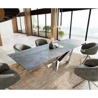DELIFE Esstisch Edge 200-300x100 Keramik LaminamNero Greco Anthrazit Spider Flachstahl Edelstahl ausziehbar