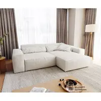 DELIFE Ecksofa Sirpio XL 270x170 cm Bouclé Creme-Weiß Recamiere variabel