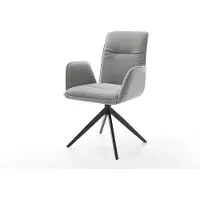 DELIFE Drehstuhl Vinja-Flex Strukturstoff Soft Grau Kreuzgestell breit Schwarz 360° drehbar Wippfunktion