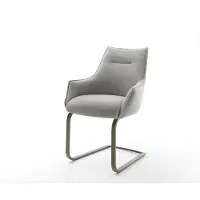 DELIFE Freischwinger Alja-Flex mit Armlehnen Strukturstoff Soft Grau Freischwinger flach Effektfinish Titan Taschenfederkern