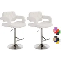 CLP 2er Set Barhocker Dublin Kunstleder Mit Armlehne I Drehbarer Thekenhocker Mit Fußablage I Höhenverstellbarer Barstuhl, Farbe: weiß