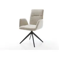 DELIFE Drehstuhl Vinja-Flex Webstoff Soft Beige Kreuzgestell breit Schwarz 360° drehbar Wippfunktion