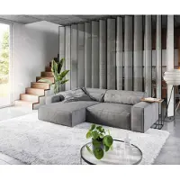 DELIFE Ecksofa Sirpio XL 270x170 cm Mikrofaser Taupe Recamiere variabel