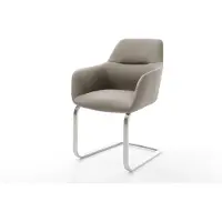 DELIFE Freischwinger Pejo-Flex Echt-Leder Schlamm Freischwinger flach Edelstahl Taschenfederkern
