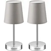 Monzana Nachttischlampe 2er Set, Tischlampe mit Kabel, 32 cm Taupe