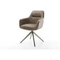 DELIFE Drehstuhl Pejo-Flex Mikrofaser Taupe Vintage Kreuzgestell breit Graphit 360° drehbar Wippfunktion Taschenfederkern