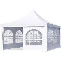 TOOLPORT Pagodenzelt Pavillon 4x4 m schnell & einfach zu montieren mit Fenstern - robuste PVC-Plane 700 weiß