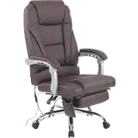 CLP Bürostuhl ergonomisch Pacific mit Echtleder-Akzenten und Massagefunktion, höhenverstellbarer Drehstuhl mit Armlehnen, 150kg belastbar, Farbe: braun