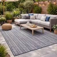 Steffensmeier In- und Outdoorteppich Jordis | Herringbone | Terasse | Blau | 80x150 cm