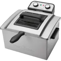 ProfiCook PC-FR 1038 Doppelfritteuse mit 2 kleinen und einem großen Frittierkorb, 5 Liter Kapazität, Edelstahlgehäuse, 3000 Watt