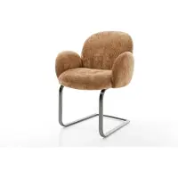 DELIFE Freischwinger Nube-Flex mit Armlehnen Chenille Rost Freischwinger flach Graphit Taschenfederkern