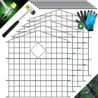 Kesser Teichzaun Gartenzaun Steckzaun Komplettset Metall, Oberbogen Rund, inkl. Hammer + Stäbe