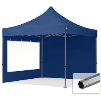 TOOLPORT 3x3m Stahl Faltpavillon, inkl. 2 Seitenteile, dunkelblau