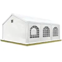 TOOLPORT Partyzelt Festzelt 3x6 m in weiß Professional PE Plane 550 N Wasserdicht UV Schutz mit BODENRAHMEN Gartenzelt