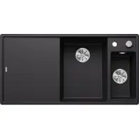 BLANCO AXIA III 6 S, Aufsatzwanne, Rechteckig, Silgranit, Schwarz, 2 Becken, Rechteckig