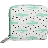 StyleBREAKER Mini Geldbörse mit Kaktus Print | kleines Portemonnaie mit Reißverschluss für Damen Teenager Mädchen 10x10 cm