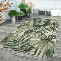 TT Home In-& Outdoor Teppich Wetterfest Balkon Teppich Küche Wohnzimmerteppich Palmenmuster Modern Größe 80x150 cm