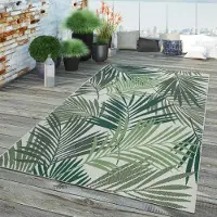 TT Home In-& Outdoor Teppich Wetterfest Balkon Teppich Küche Wohnzimmerteppich Palmenmuster Modern Größe 200x290 cm