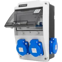 Doktorvolt Wandverteiler XS 16A 2x230V IP44 kompakter Stromverteiler mit Leitungsschutzschalter Komplett Verdrahtet DV-6517-D