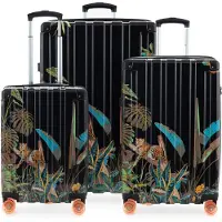 Hauptstadtkoffer Q-Damm - Kofferset 3-teilig, Gepäck-Set, Koffer Hartschale robust, 4 Rollen Erweiterung, Handgepäck & check-in Trolleys, Jungle Edition,Leopard