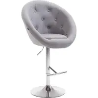 CLP Barhocker London V2 Stoff I Barhocker Mit Polsterung Und Fußablage I Barstuhl Mit Metallgestell, Farbe: grau, Gestellfarbe: chrom