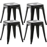 CLP 4er Set Sitzhocker Armin Aus Metall I Stapelbarer Hocker I Sitzhöhe Von 46 cm I Pflegeleichter Arbeitshocker, Farbe: schwarz