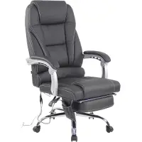CLP Bürostuhl ergonomisch Pacific mit Echtleder-Akzenten und Massagefunktion, höhenverstellbarer Drehstuhl mit Armlehnen, 150kg belastbar, Farbe: schwarz