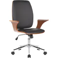 CLP Bürostuhl Burbank I Höhenverstellbarer Drehstuhl, Farbe: walnuss/schwarz, Material: Kunstleder