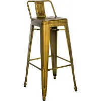 CLP Barhocker mit Lehne im Industrial-Look Mason, mit Rückenlehne und Fußablage, Barstuhl mit Rückenlehne, Tresenhocker mit Bodenschoner, Farbe: gold