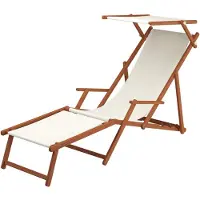 Erst-Holz Sonnenliege weiß Liegestuhl Fußteil Sonnendach Kissen Holz Deckchair Gartenmöbel 10-303 F S KH