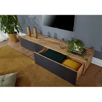 MASSIVMOEBEL24.DE TV-Board Wild-/Zerreiche 195x52x32 natur geölt FRANKFURT #109