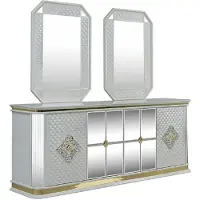Casa Padrino Luxus Art Deco Möbel Set Weiß / Gold - 1 Sideboard & 2 Spiegel - Edel & Prunkvoll
