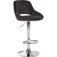CLP Barhocker höhenverstellbar mit Lehne Milet, Barstuhl gepolstert Samtbezug, Tresenstuhl mit Metallgestell drehbar, Farbe: schwarz, Gestellfarbe: chrom