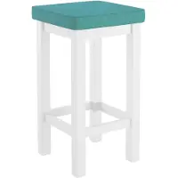 Erst-Holz Holzhocker Barhocker mit verschiedenen Polsterfarben 60 cm hoch Kiefer weiß V-90.71-44WP