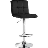 CLP Barhocker höhenverstellbar mit Lehne Peru, Barstuhl gepolstert Samtbezug, Tresenstuhl mit Metallgestell drehbar, Farbe: schwarz, Gestellfarbe: chrom