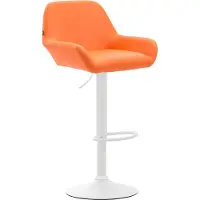 CLP Barhocker Braga Kunstlederbezug I Höhenverstellbarer Barstuhl Mit Metallgestell I Thekenhocker Mit Integrierter Fußstütze, Farbe: orange, Gestellfarbe: weiß